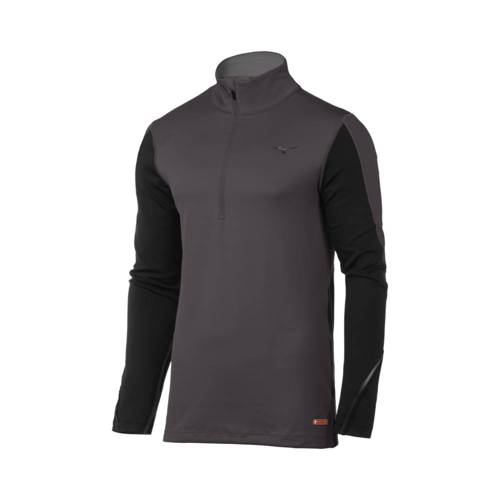 Base Layer Mizuno Breath Thermo® Half Zip - Homem - Cinzentas Escuro/Pretas - VWSOM4695